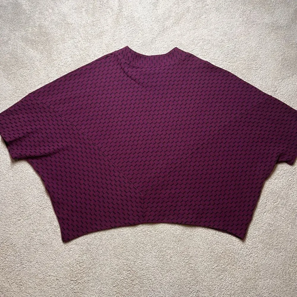 Habitat Clothes To Live In Oversize Sweater Women L Lagenlook Houndstooth Purple